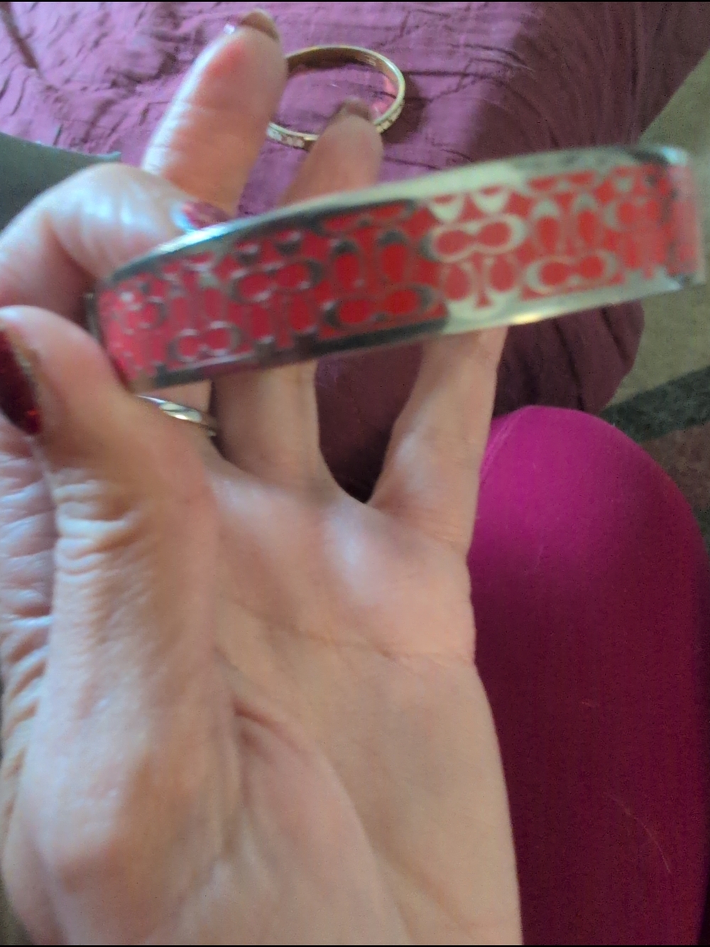 Coach Pink Signature Logo Bangle Bracelet